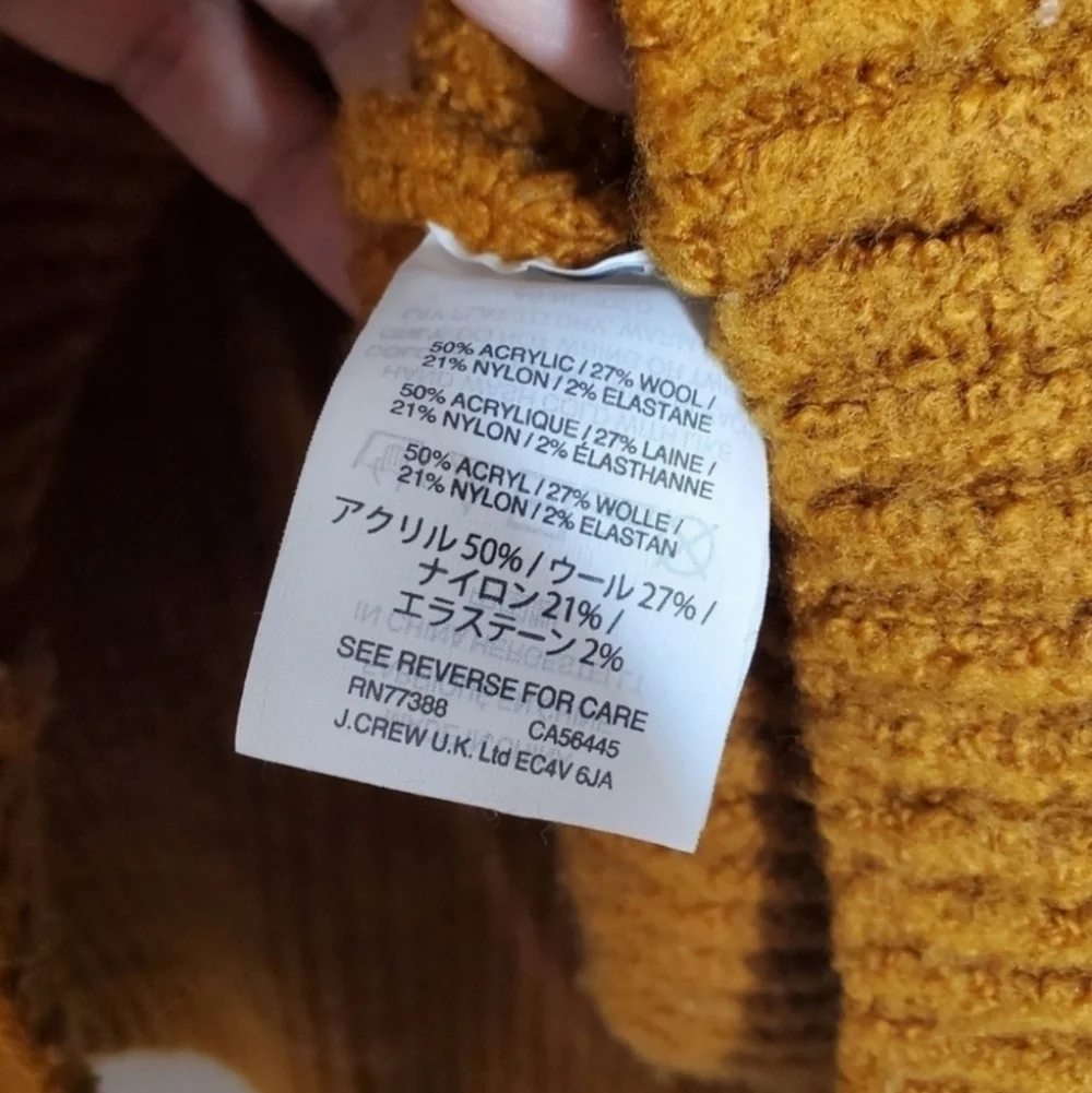 Madewell Northfield Mustard Yellow Mock Neck Wool Ribbed Knit Sweater